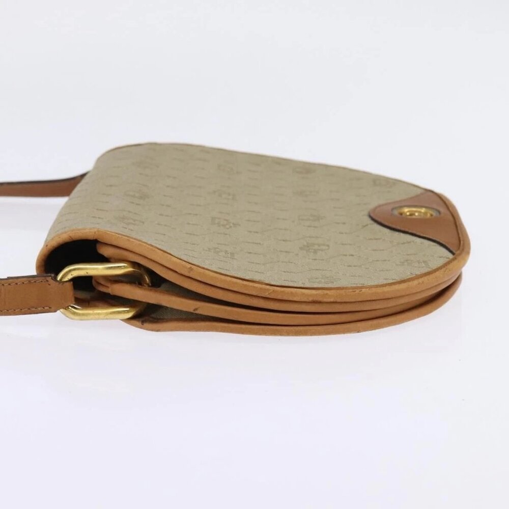 Christian Dior Honeycomb Canvas Shoulder Bag PVC Beige Gold Auth BA5629 - Picture 6 of 16